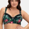 Bikini-Oberteil mit Volants und Tropical Print<sheego Outlet