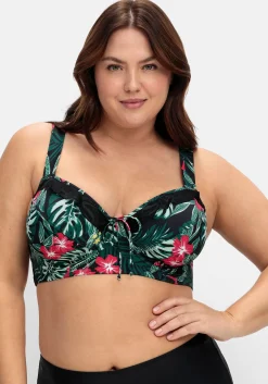 Bikini-Oberteil mit Volants und Tropical Print<sheego Outlet