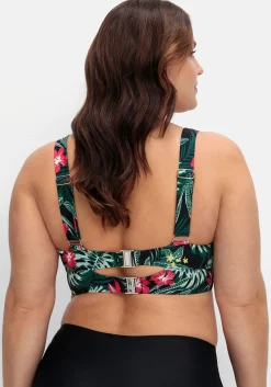 Bikini-Oberteil mit Volants und Tropical Print<sheego Outlet