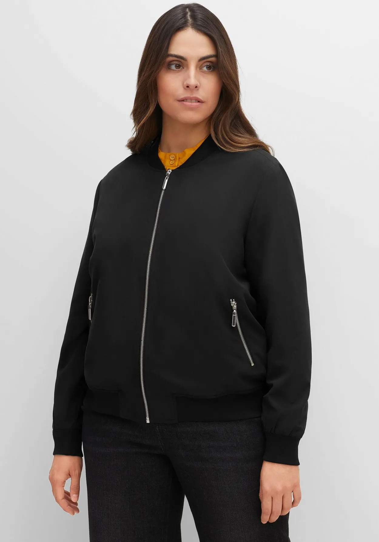 Blouson mit Rippbündchen und Reißverschluss<sheego Discount
