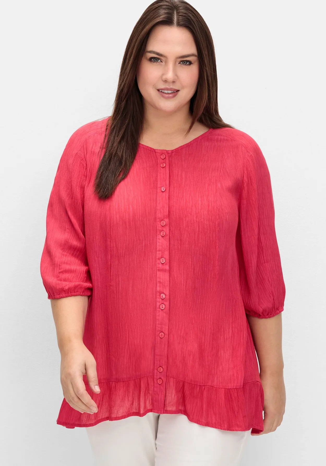Bluse aus Crêpe, mit Volants am Saum<sheego New