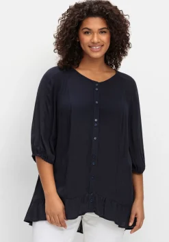 Bluse aus Crêpe, mit Volants am Saum<sheego Outlet