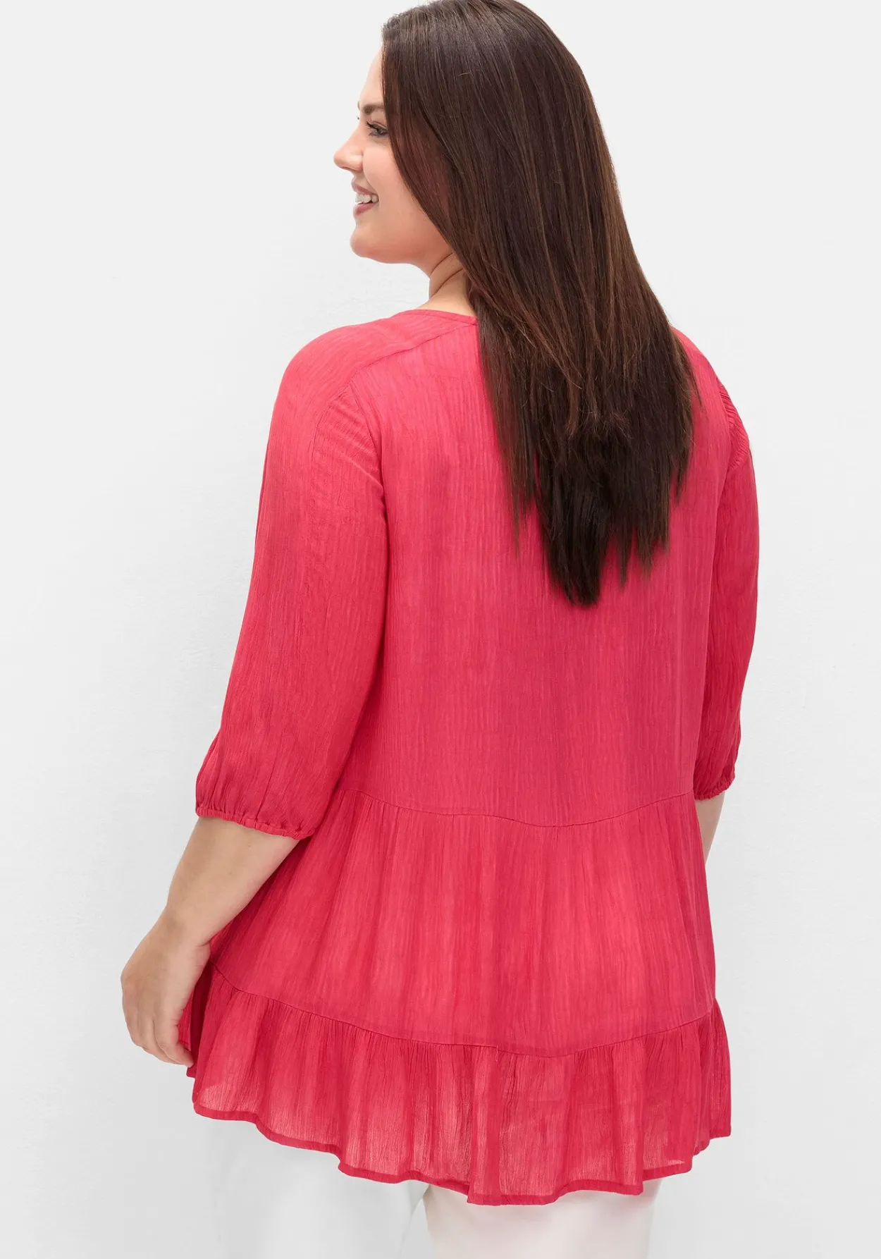 Bluse aus Crêpe, mit Volants am Saum<sheego New