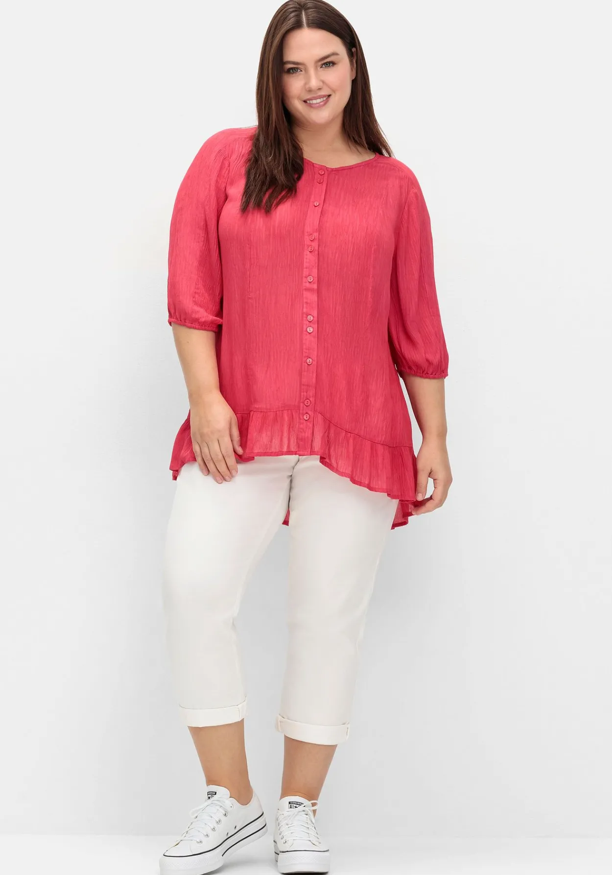 Bluse aus Crêpe, mit Volants am Saum<sheego New