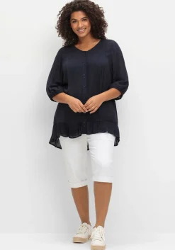 Bluse aus Crêpe, mit Volants am Saum<sheego Outlet