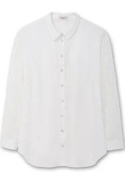 Bluse im Leinen-Mix, mit Ärmeln aus Spitze<sheego Sale