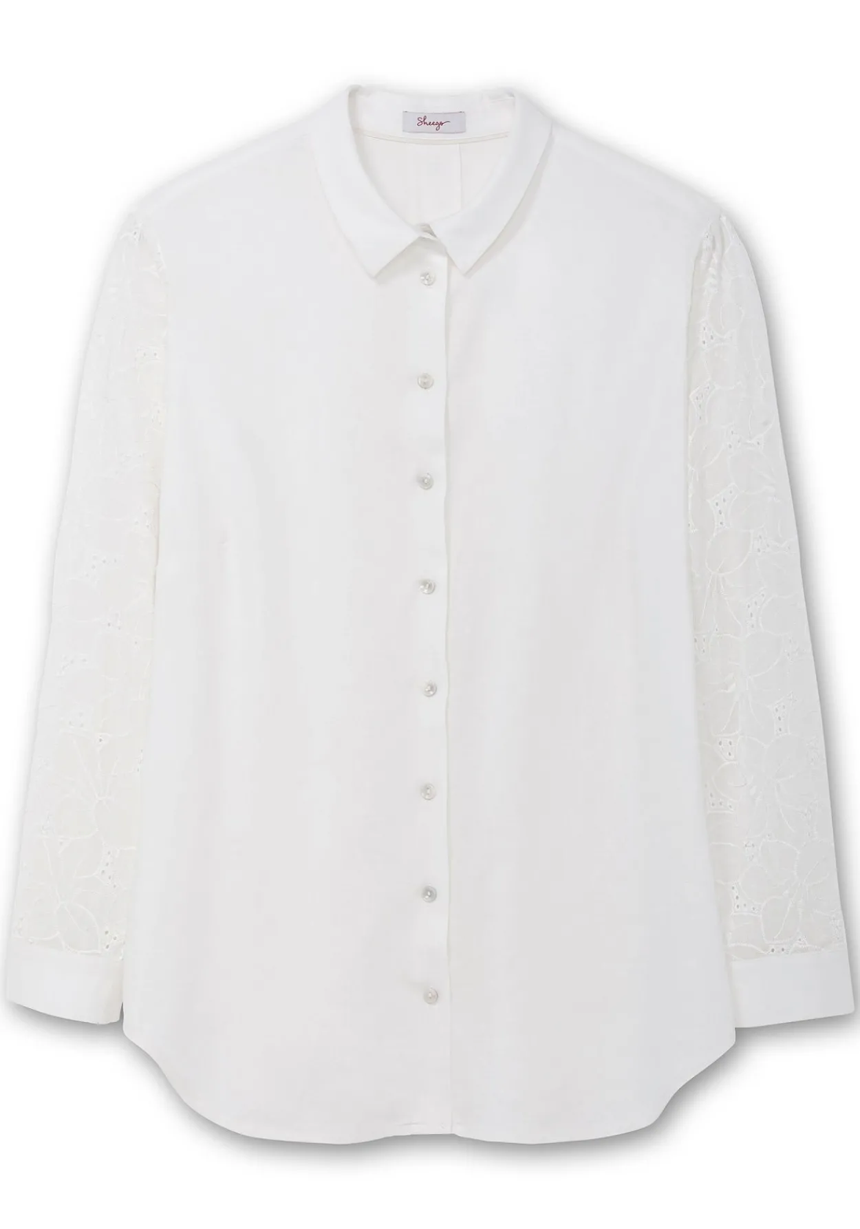Bluse im Leinen-Mix, mit Ärmeln aus Spitze<sheego Sale