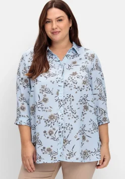 Bluse in leichter A-Linie, mit floralem Print<sheego Outlet