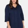 Bluse mit 3/4-Arm, V-Ausschnitt und Spitze<sheego Best