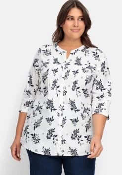 Bluse mit Biesen und Blumenprint<sheego Fashion