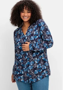 Bluse mit Blütenprint und Spitzenborte<sheego Clearance