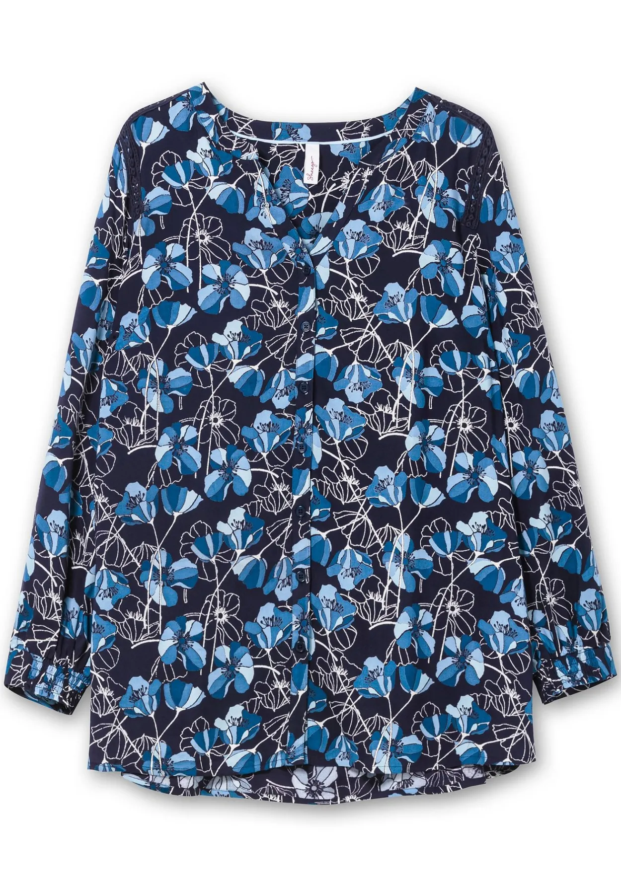 Bluse mit Blütenprint und Spitzenborte<sheego Clearance