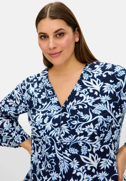 Bluse mit floralem Print und 3/4-Trompetenärmeln<sheego Clearance