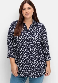Bluse mit Herz-Alloverprint und 3/4-Ärmeln<sheego Hot