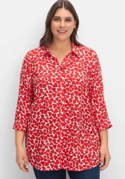Bluse mit Herz-Alloverprint und 3/4-Ärmeln<sheego Hot