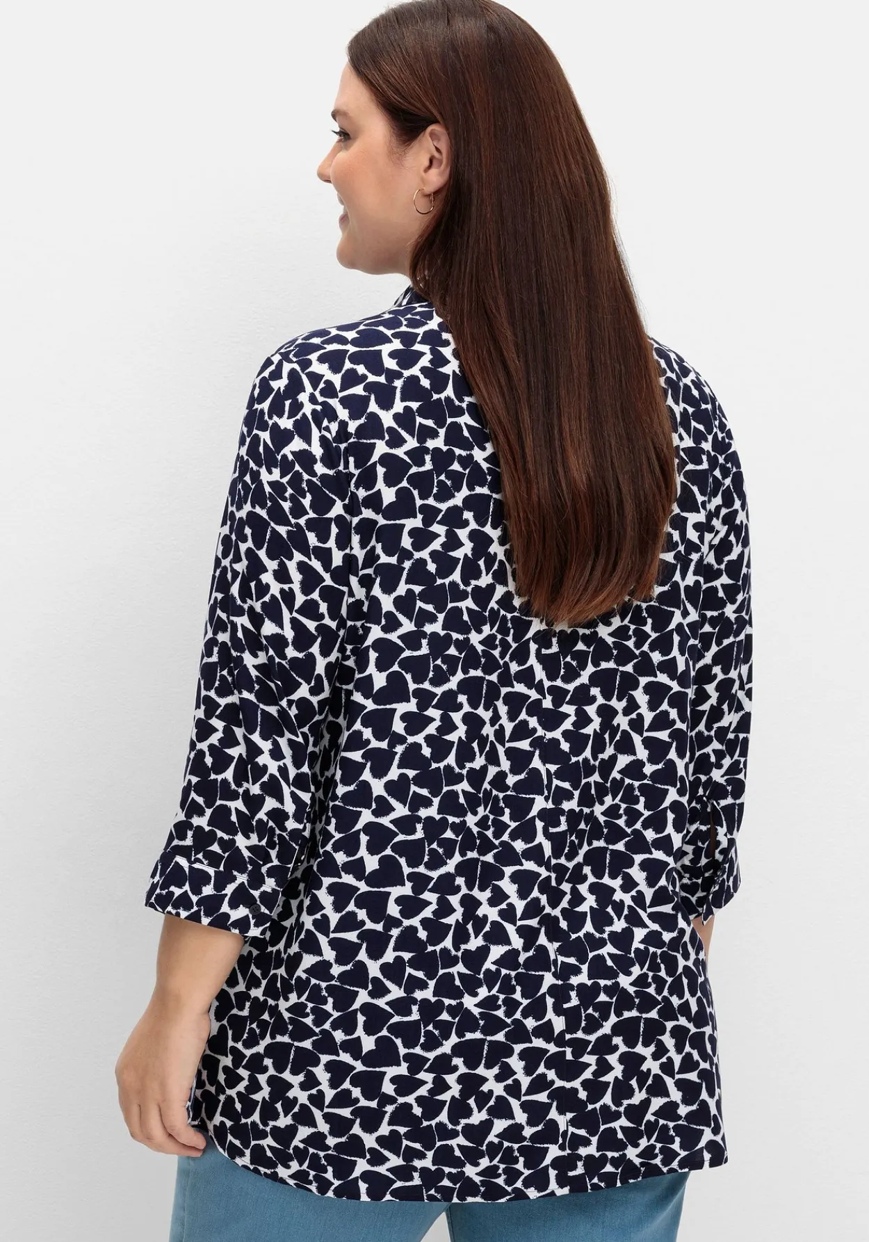 Bluse mit Herz-Alloverprint und 3/4-Ärmeln<sheego Hot