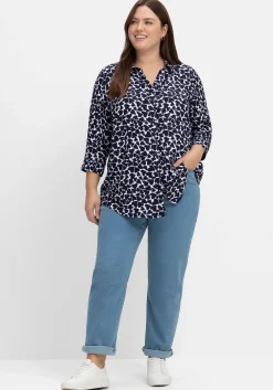 Bluse mit Herz-Alloverprint und 3/4-Ärmeln<sheego Hot
