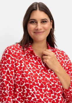Bluse mit Herz-Alloverprint und 3/4-Ärmeln<sheego Hot