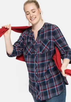 Bluse mit Karomuster und 3/4-Arm<sheego Hot