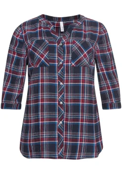 Bluse mit Karomuster und 3/4-Arm<sheego Hot