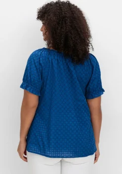 Bluse mit Lochstickerei und Carmen-Ausschnitt<sheego by Joe Browns Fashion