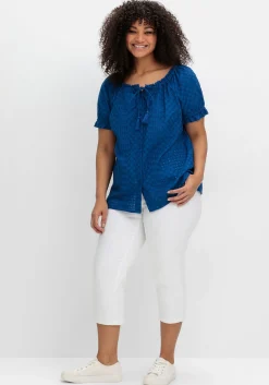 Bluse mit Lochstickerei und Carmen-Ausschnitt<sheego by Joe Browns Fashion