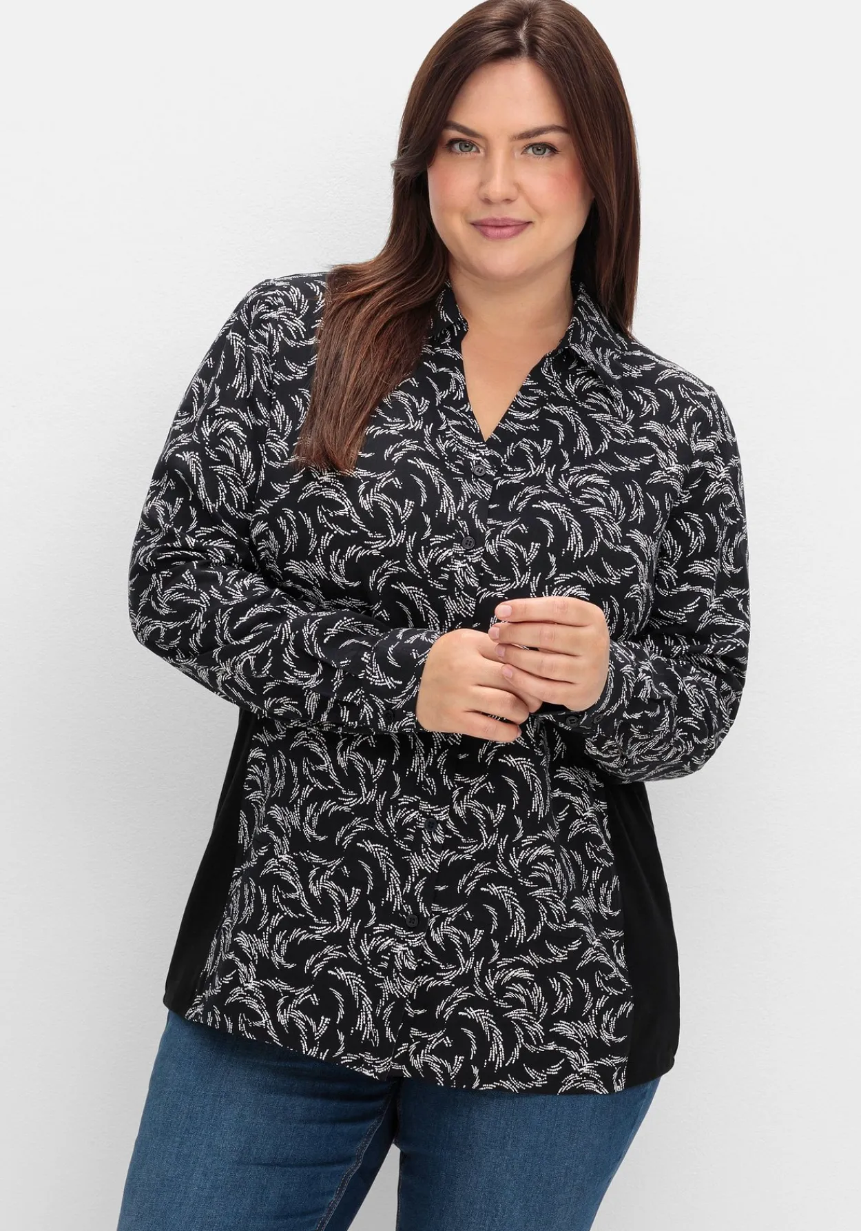 Bluse mit Print und elastischen Einsätzen<sheego Best