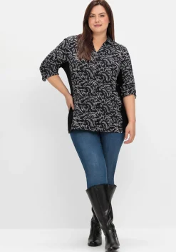 Bluse mit Print und elastischen Einsätzen<sheego Best