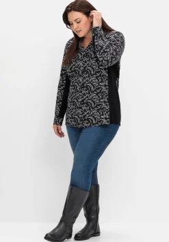 Bluse mit Print und elastischen Einsätzen<sheego Best