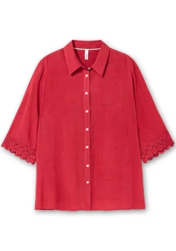 Bluse mit Spitzenkante am Ärmelsaum<sheego Hot