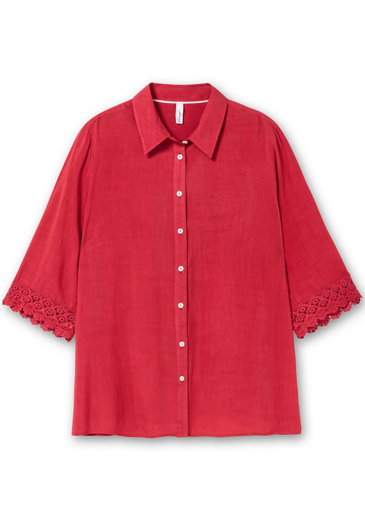 Bluse mit Spitzenkante am Ärmelsaum<sheego Hot