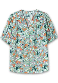 Bluse mit V-Ausschnitt und Allover-Blumenprint<sheego Fashion