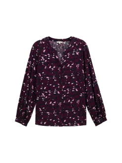 Bluse mit V-Schlitz und Alloverprint<TOM TAILOR Plus Hot