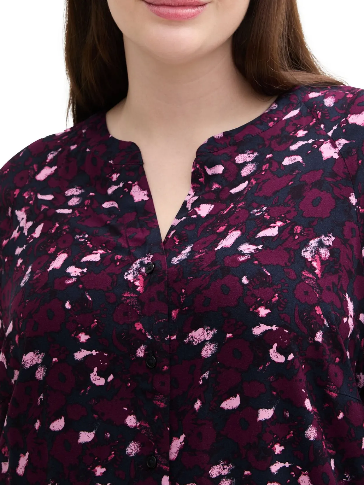 Bluse mit V-Schlitz und Alloverprint<TOM TAILOR Plus Hot