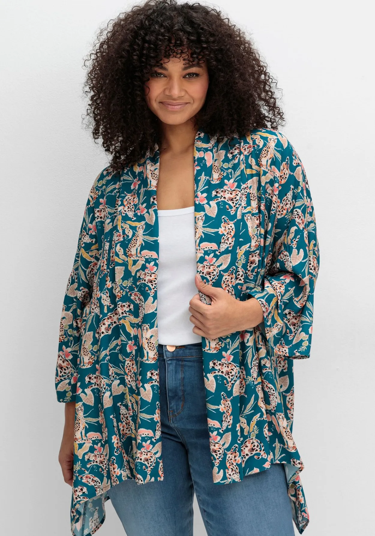 Blusenjacke im Kimono-Stil, mit Blumendruck<sheego by Joe Browns Fashion