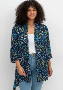Blusenjacke mit Blätterdruck, in Zipfelform<sheego Online