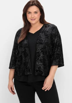 Blusenjacke mit Pailletten und 3/4-Ärmeln<sheego Sale