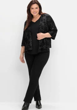 Blusenjacke mit Pailletten und 3/4-Ärmeln<sheego Sale
