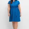 Blusenkleid mit Gürtel, mit Leinenanteil<sheego Hot