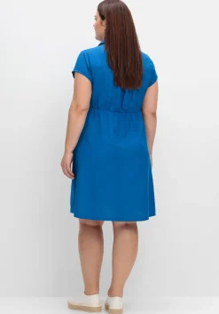 Blusenkleid mit Gürtel, mit Leinenanteil<sheego Hot