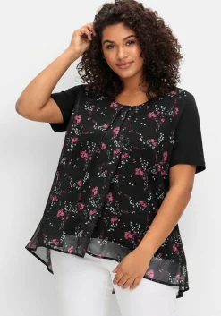 Blusenshirt aus Jersey und Chiffon, in Lagenoptik<sheego Best