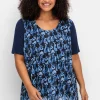 Blusenshirt aus Jersey und Chiffon, in Lagenoptik<sheego Outlet