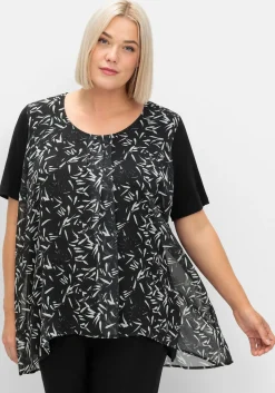 Blusenshirt aus Jersey und Chiffon, in Lagenoptik<sheego Fashion