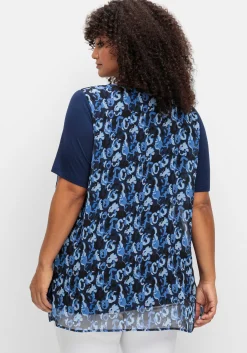 Blusenshirt aus Jersey und Chiffon, in Lagenoptik<sheego Outlet