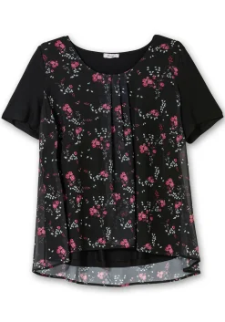 Blusenshirt aus Jersey und Chiffon, in Lagenoptik<sheego Best