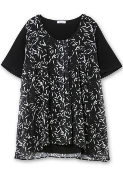 Blusenshirt aus Jersey und Chiffon, in Lagenoptik<sheego Fashion
