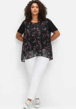 Blusenshirt aus Jersey und Chiffon, in Lagenoptik<sheego Best