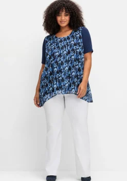Blusenshirt aus Jersey und Chiffon, in Lagenoptik<sheego Outlet