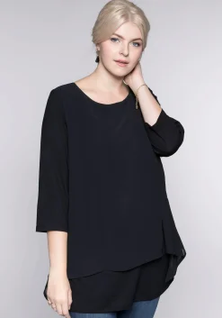 Blusenshirt in leichter A-Linie mit Zipfelsaum<sheego Fashion