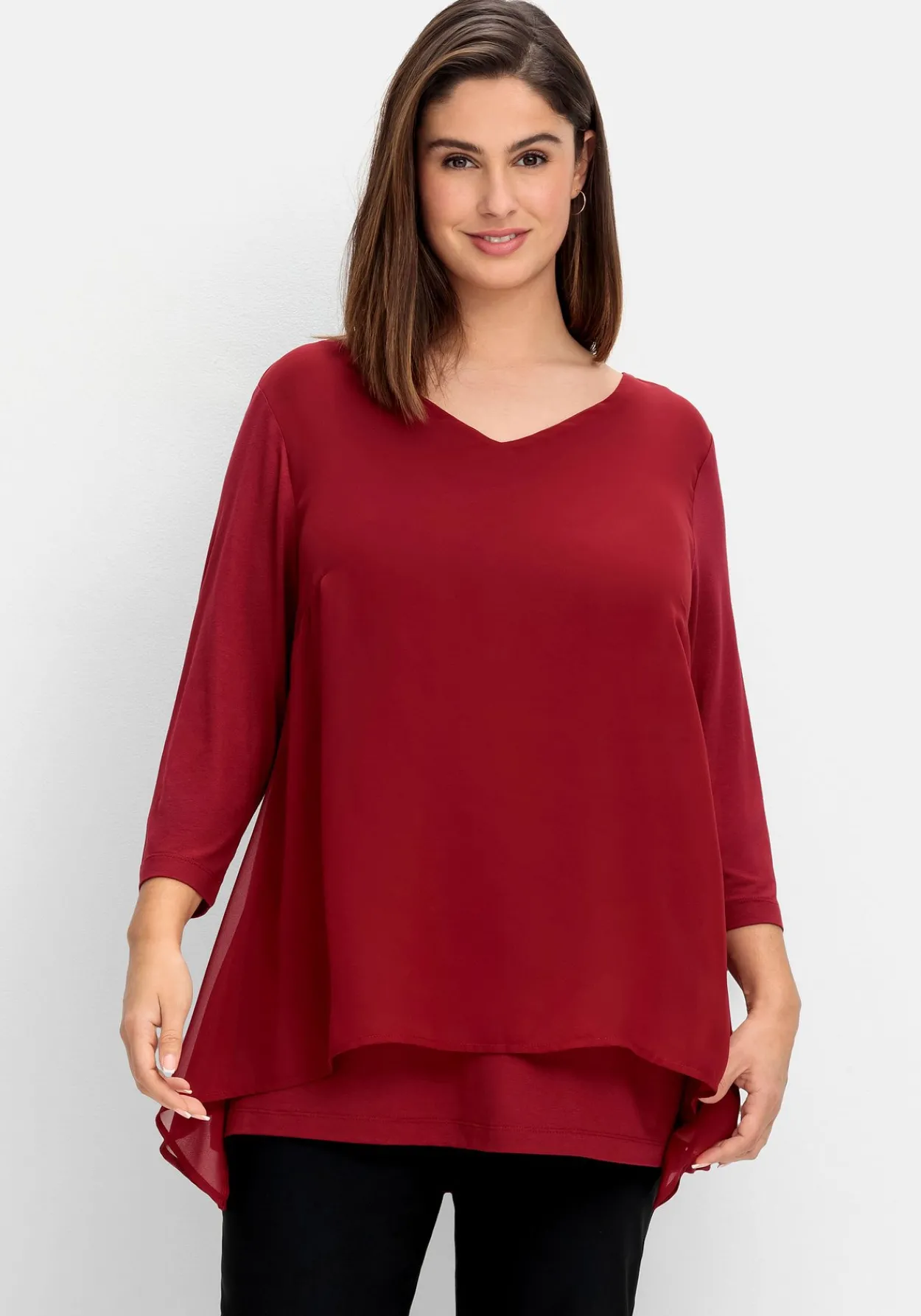 Blusenshirt mit Chiffon, doppellagig<sheego Outlet